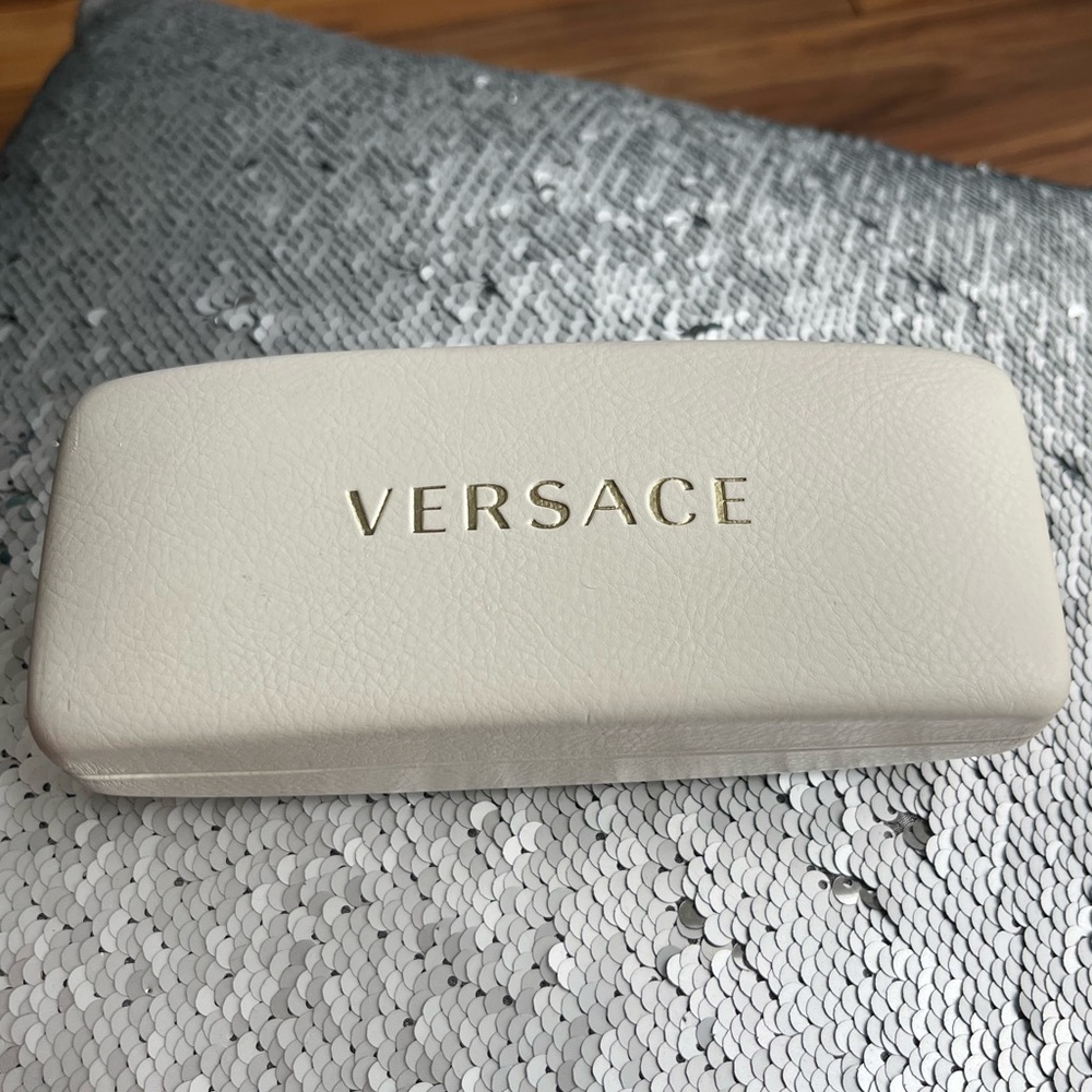 VERSACE - White Hard Leather Glasses Case